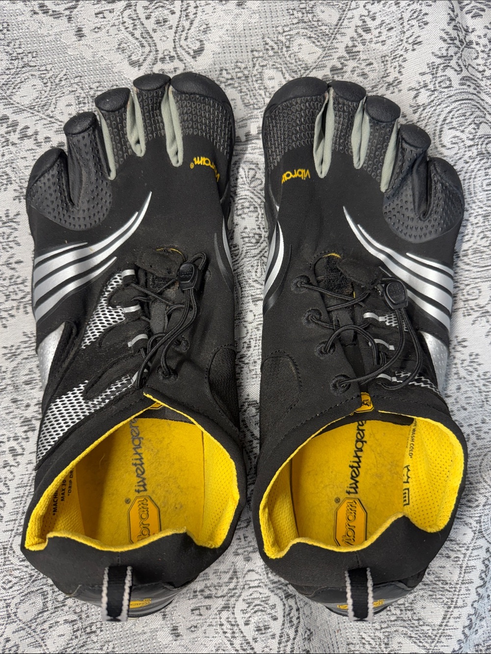 Vibram Men’s Black and Yellow Five-Toe Swim Hybrids - Size 49